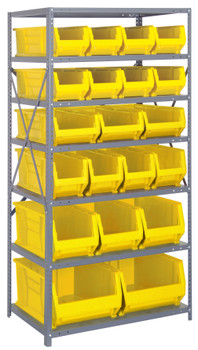 Shelving Unit, 24"D x 36"L x 75"H, heavy duty, Galvanized, Yellow, Carbon Steel, 2475-20-MIXYL
