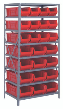 Shelving Unit, 24"D x 36"L x 75"H, heavy duty, Galvanized, Red, Carbon Steel, 2475-950952RD
