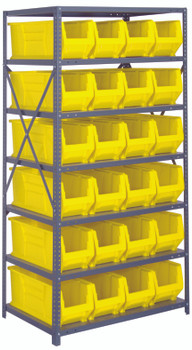 Shelving Unit, 24"D x 36"L x 75"H, heavy duty, Galvanized, Yellow, Carbon Steel, 2475-951YL