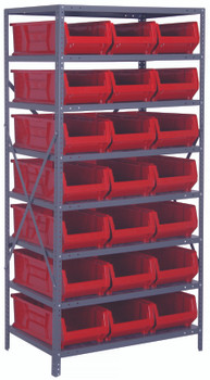 Shelving Unit, 24"D x 36"L x 75"H, heavy duty, Galvanized, Red, Carbon Steel, 2475-952RD