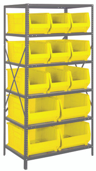Shelving Unit, 24"D x 36"L x 75"H, heavy duty, Galvanized, Yellow, Carbon Steel, 2475-953954YL