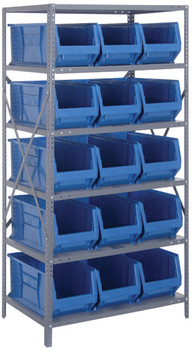 Shelving Unit, 24"D x 36"L x 75"H, heavy duty, Galvanized, Red, Carbon Steel, 2475-953RD