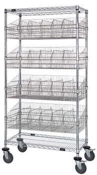 Wire Basket Cart, 36"W x 18"D x 69"H, 1200 lbs. capacity, Chrome, 0, Carbon Steel, A4BSK-18362C