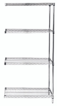 Wire Shelving Add-On Kit, 72"W x 12"D x 63"H, 600 - 800 lb. capacity, Chrome, 0, Carbon Steel, AD63-1272C
