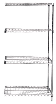 Wire Shelving Add-On Kit, 72"W x 18"D x 74"H, 600 - 800 lb. capacity, Chrome, 0, Carbon Steel, AD74-1872C