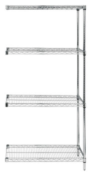 Wire Shelving Add-On Kit, 36"W x 12"D x 86"H, 600 - 800 lb. capacity, Stainless, 0, Stainless, AD86-1236S