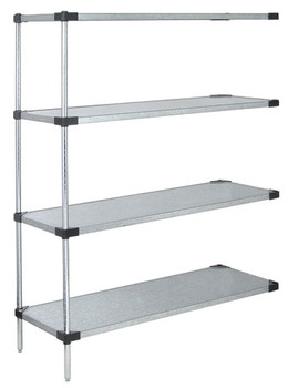 Solid Shelving Add-On Kit, 42"W x 14"D x 86"H, 300 - 600 lb. capacity, Galvanized, 0, Carbon Steel, AD86-1442SG