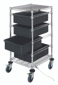 Bin Cart, mobile, conductive, Chrome, Black/ESD, Carbon Steel, BC212434M1CO