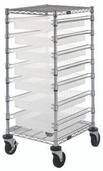 Bin Cart, mobile, 21"W x 24"L x 45"H, Chrome, Clear, Carbon Steel, BC212439M2CL