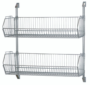 Cantilever Baskets Post Wall Mount, 36"W x 20"D x 54"H, includes: (3) wire baskets (2036BC), Chrome, 0, Carbon Steel, CAN-54-2036BC-PWB