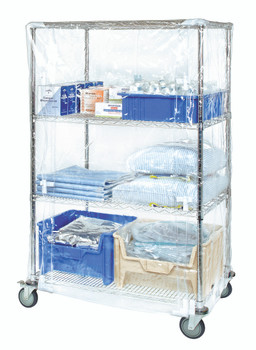 Wire Cart Cover, 24"D x 60"W x 74"H, 10 gauge clear-vinyl with zipper flap (non-returnable) Item does not qualify for Freight Program, Blue, 0, Nylon, CC246074CVZ