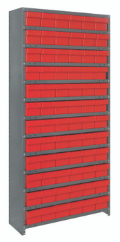 Shelving Unit, closed, 12"D x 36"L x 75"H, Galvannized, Red, Carbon Steel, CL1275-601RD