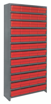 Shelving Unit, closed, 12"D x 36"L x 75"H, Galvannized, Red, Carbon Steel, CL1275-701RD