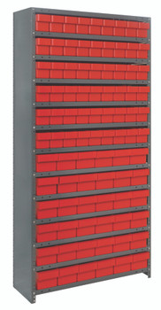 Shelving Unit, closed, 18"D x 36"L x 75"H, Galvannized, Red, Carbon Steel, CL1875-624RD