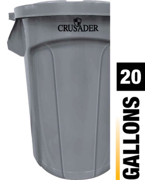Crusader Round Heavy-duty Utility Container, 20 Gallon, 19-1/2" Dia. x 22-9/10" H, Yellow, 0, Polyethylene, CTC-20YL