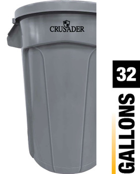 Crusader Round Heavy-duty Utility Container, 32 Gallon, 22" Dia. x 27-3/10" H, White, 0, Polyethylene, CTC-32WT