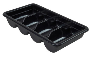 Bussing Tub, 11-3/8"W x 20-7/16"L x 3-3/4"H, (4) compartments, Black, Black, Polypropylene, FSB-20113BK