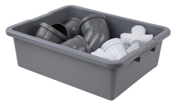 Bussing Tub, 17"W x 21-1/2"L x 7"H, ribbed bottom, Gray, Gray, Polypropylene, Case of 100, FSB-22177RGYNB