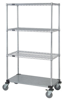 Mobile Cart, 36"W x 18"D x 69"H, includes: (3) wire shelves, Chrome/Galvanized, 0, Carbon Steel, M1836CG46-LH33C