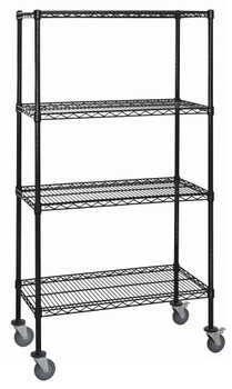Mobile Cart, 48"W x 18"D x 80"H, includes: (4) wire shelves, Epoxy Coated, Black, 0, Carbon Steel, M1848BK47