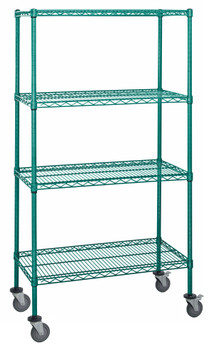 Mobile Cart, 48"W x 18"D x 80"H, 1200 lbs. load capacity, Epoxy Coated, Green, 0, Carbon Steel, M1848P47-LH45C