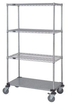 Mobile Cart, 60"W x 18"D x 69"H, includes: (3) wire shelves, Chrome/Galvanized, 0, Carbon Steel, M1860CG46