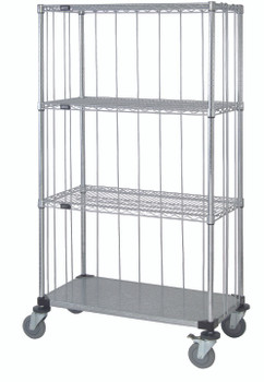 Mobile Enclosure Cart, 60"W x 18"D x 69"H, includes: (3) wire shelves, Chrome/Galvanized, 0, Carbon Steel, M1860CG46RE