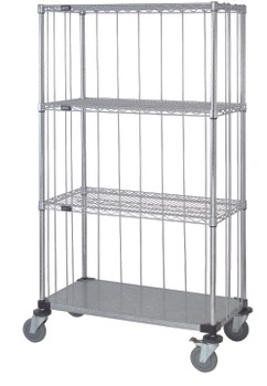 Mobile Enclosure Cart, 36"W x 24"D x 69"H, includes: (3) wire shelves, Chrome/Galvanized, 0, Carbon Steel, M2436CG46RE