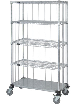 Mobile Enclosure Cart, 36"W x 24"D x 69"H, includes: (4) wire shelves, Chrome/Galvanized, 0, Carbon Steel, M2436CG46RE-5
