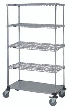 Mobile Cart, 36"W x 24"D x 80"H, includes: (4) wire shelves, Chrome/Galvanized, 0, Carbon Steel, M2436CG47-5