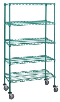 Mobile Cart, 36"W x 24"D x 80"H, 1200 lbs. load capacity, Epoxy Coated, Green, 0, Carbon Steel, M2436P47-5LH33C