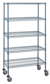 Mobile Cart, 48"W x 24"D x 69"H, includes: (5) wire shelves, Epoxy Coated, Gray, 0, Carbon Steel, M2448GY46-5