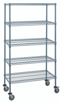 Mobile Cart, 48"W x 24"D x 80"H, includes: (5) wire shelves, Epoxy Coated, Gray, 0, Carbon Steel, M2448GY47-5