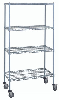 Mobile Cart, 60"W x 24"D x 69"H, includes: (4) wire shelves, Epoxy Coated, Gray, 0, Carbon Steel, M2460GY46