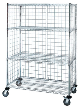 Mobile Enclosure Cart, 60"W x 24"D x 69"H, includes: (5) wire shelves, Epoxy Coated, Green, 0, Carbon Steel, M2460P46E-5