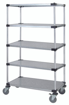 Mobile Cart, 60"W x 24"D x 80"H, includes: (5) solid galvanized steel shelves, Galvanized, 0, Carbon Steel, M2460SG47-5
