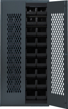 Specialty Bin Cabinets, heavy-duty, mesh door model, Gray, Black, Carbon Steel, MESH-240BK