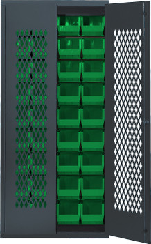 Specialty Bin Cabinets, heavy-duty, mesh door model, Gray, Green, Carbon Steel, MESH-240GN