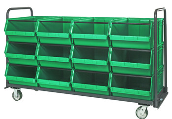 Magnum Tote Truck, 42"W x 30" x 47"H, 1-1/2" x 3/16" all welded construction, Gray, Green, Carbon Steel, MTT-3042-743GN