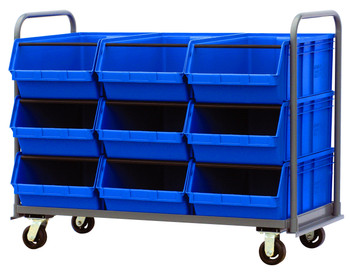 Magnum Tote Truck, 60"W x 30" x 47"H, 1-1/2" x 3/16" all welded construction, Gray, Blue, Carbon Steel, MTT-3060-743BL