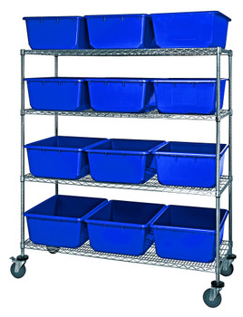 Bin System Unit, mobile, 60"W x 24"D x 69"H, Chrome, Blue, Carbon Steel, MWR4-2419-9BL