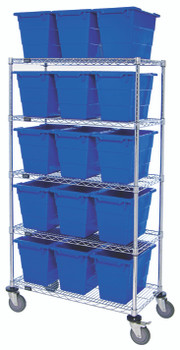 Bin System Unit, mobile, 60"W x 18"D x 69"H, Chrome, White, Carbon Steel, MWR5-1711-12WT