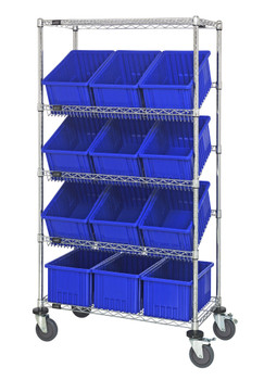 Bin Systems Unit, mobile, 36"W x 18"D x 69"H, Chrome, Blue, Carbon Steel, MWRS-5-92080BL