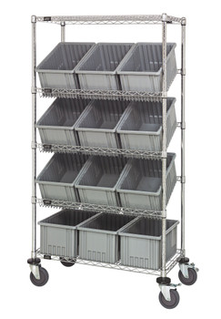 Bin Systems Unit, mobile, 36"W x 18"D x 69"H, Chrome, Gray, Carbon Steel, MWRS-5-92080GY