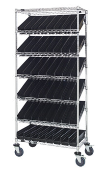 Bin Systems Unit, mobile, 36"L x 18"W x 80"H, Chrome, Black, Carbon Steel, MWRS-7-103BK