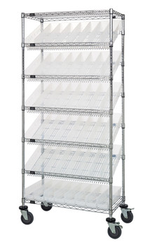 Bin Systems Unit, mobile, 36"W x 18"D x 80"H, Chrome, Clear, Carbon Steel, MWRS-7-103CL