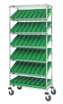 Bin Systems Unit, mobile, 36"L x 18"W x 80"H, Chrome, Green, Carbon Steel, MWRS-7-103GN