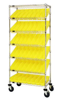 Bin Systems Unit, mobile, 36"L x 18"W x 80"H, Chrome, Yellow, Carbon Steel, MWRS-7-103YL