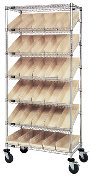 Bin Systems Unit, mobile, 36"L x 18"W x 80"H, Chrome, Ivory, Carbon Steel, MWRS-7-104IV
