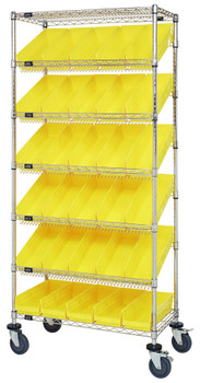 Bin Systems Unit, mobile, 36"L x 18"W x 80"H, Chrome, Yellow, Carbon Steel, MWRS-7-104YL